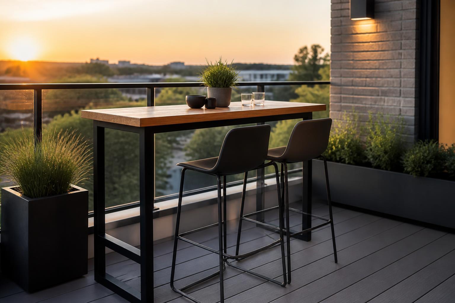 Kleine Terrasse, große Wirkung: Stehmöbel nach Maß planen